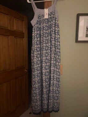 *NEW* VINEYARD VINES Tile Border Print Blue White Maxi Dress S